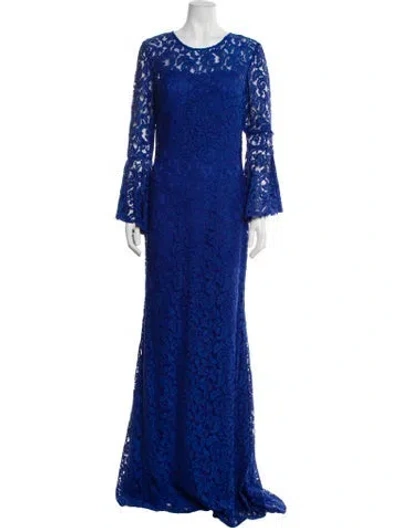Pre-owned Terani Couture Lace Long Dress In Blue