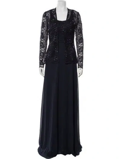 Pre-owned Terani Couture Lace Pattern Dress Set W/ Tags In Blue