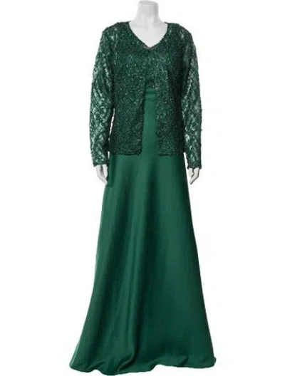 Pre-owned Terani Couture Lace Pattern Dress Set W/ Tags In Green