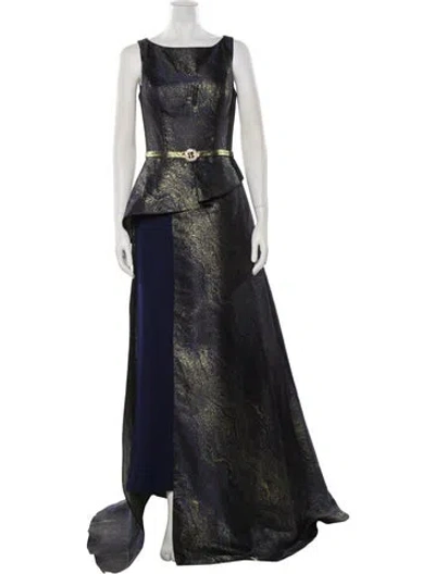 Pre-owned Terani Couture Lace Pattern Long Dress In Multi