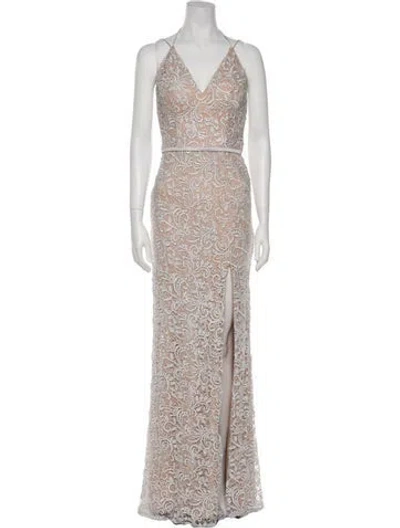 Pre-owned Terani Couture Lace Pattern Long Dress W/ Tags