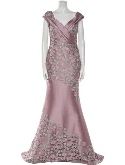 Pre-owned Terani Couture Lace Pattern Long Dress W/ Tags
