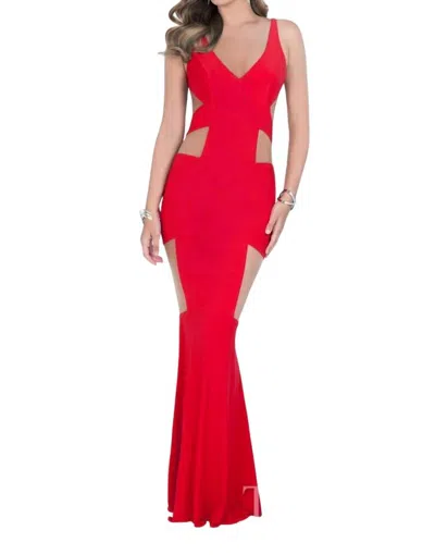 Terani Couture Long Formal Sequin Gown In Red