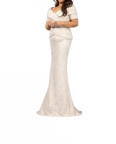 Terani Couture Mother Of The Bride Off-shoulder Long Gown In Champange In Neutral