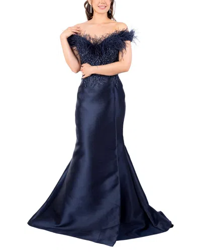 Terani Couture Off Shoulder Dress In Blue