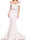 Terani Couture Off The Shoulder Mother Of Gown In Blush In Gold