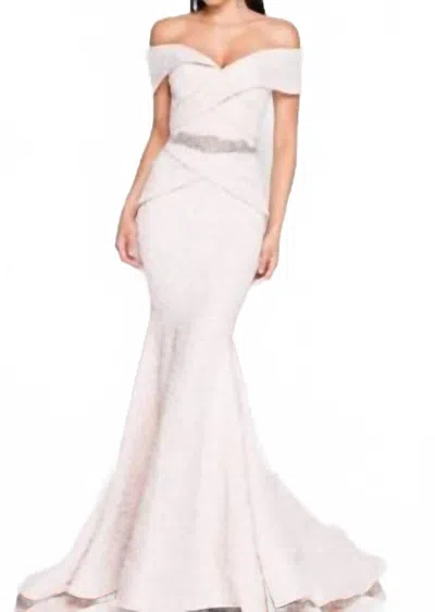 Terani Couture Off The Shoulder Mother Of Gown In Blush In Gold