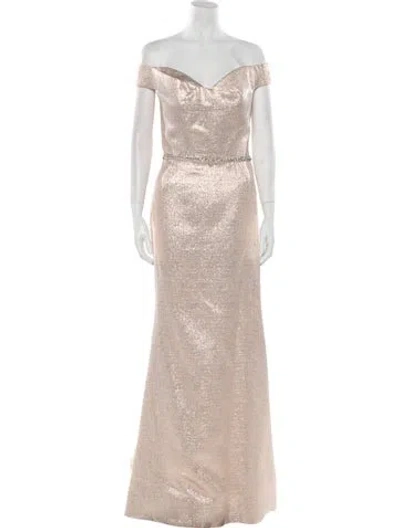 Pre-owned Terani Couture Off-the-shoulder Long Dress W/ Tags In Multi
