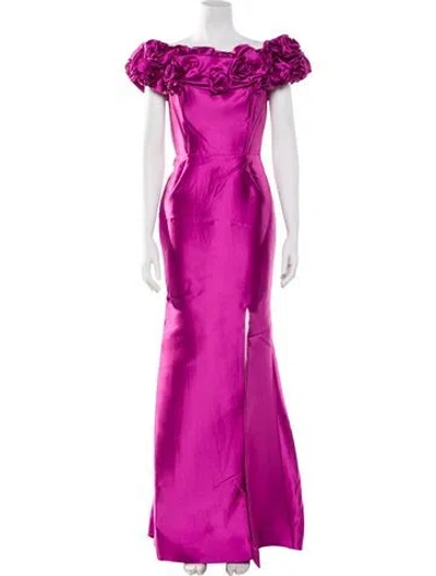 Pre-owned Terani Couture Off-the-shoulder Long Dress W/ Tags In Purple