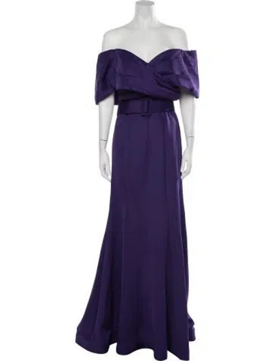Pre-owned Terani Couture Off-the-shoulder Long Dress W/ Tags In Purple