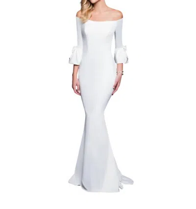 Terani Couture Off-the-shoulder Mermaid Evening Gown In Ivory In White