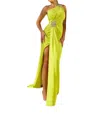 TERANI COUTURE ONE SHOULDER GOWN IN CITRINE