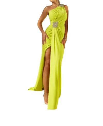 Terani Couture One Shoulder Gown In Citrine In Multi