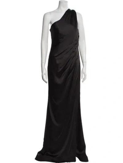Pre-owned Terani Couture One-shoulder Long Dress In Black