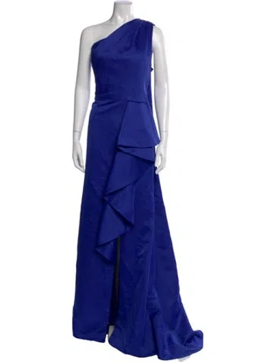 Pre-owned Terani Couture One-shoulder Long Dress In Blue