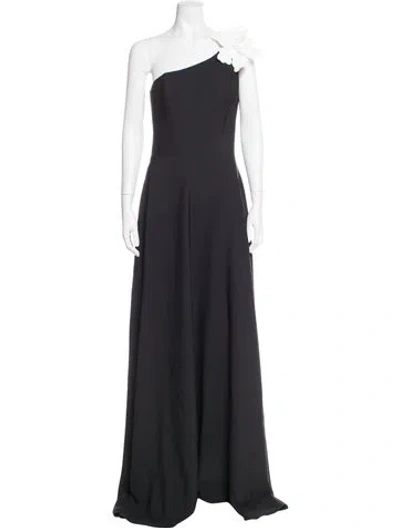 Pre-owned Terani Couture One-shoulder Long Dress In Gray