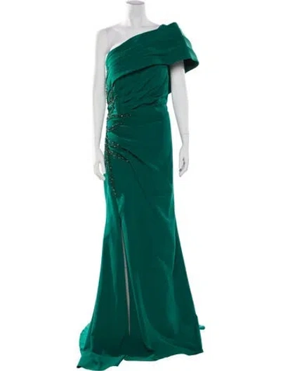 Pre-owned Terani Couture One-shoulder Long Dress In Green