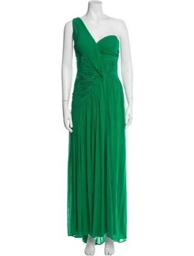 Pre-owned Terani Couture One-shoulder Long Dress In Green