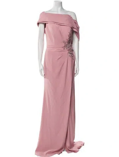 Pre-owned Terani Couture One-shoulder Long Dress In Pink