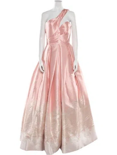 Pre-owned Terani Couture One-shoulder Long Dress In Pink