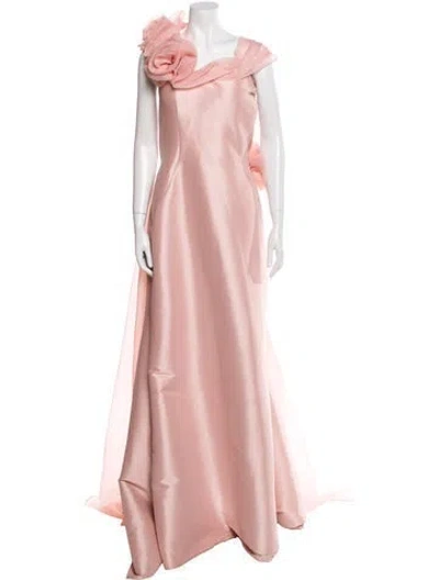 Pre-owned Terani Couture One-shoulder Long Dress In Pink