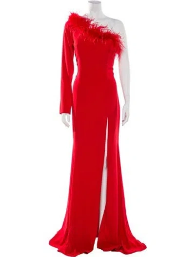 Pre-owned Terani Couture One-shoulder Long Dress In Red