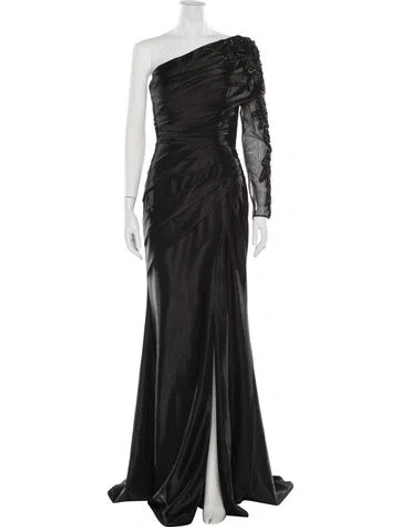 Pre-owned Terani Couture One-shoulder Long Dress W/ Tags In Black