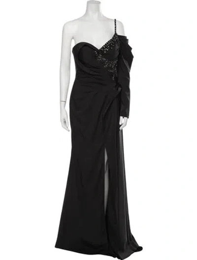 Pre-owned Terani Couture One-shoulder Long Dress W/ Tags In Black