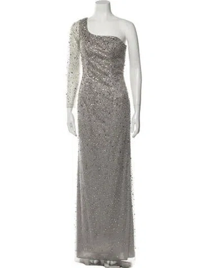 Pre-owned Terani Couture One-shoulder Long Dress W/ Tags In Gray
