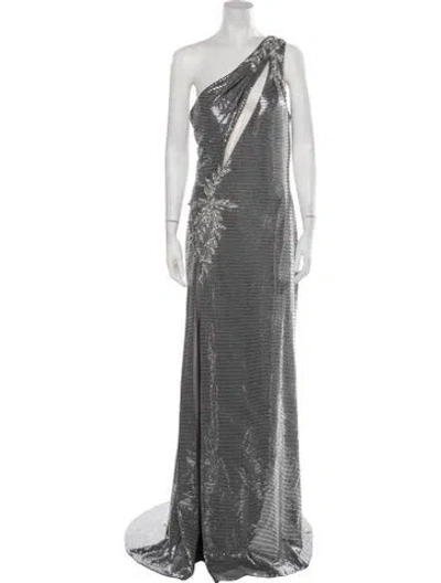 Pre-owned Terani Couture One-shoulder Long Dress W/ Tags In Gray