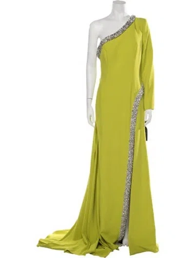 Pre-owned Terani Couture One-shoulder Long Dress W/ Tags In Green