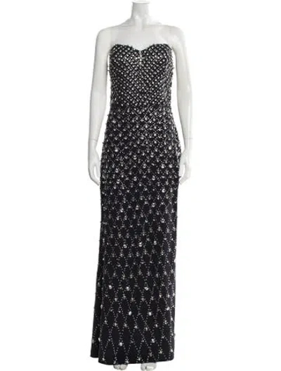 Pre-owned Terani Couture Patterned Long Dress In Blue