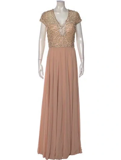 Pre-owned Terani Couture Patterned Long Dress In Neutral