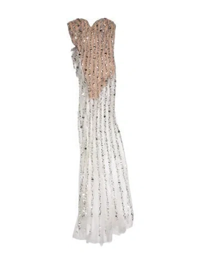 Pre-owned Terani Couture Patterned Long Dress In Neutrals/white