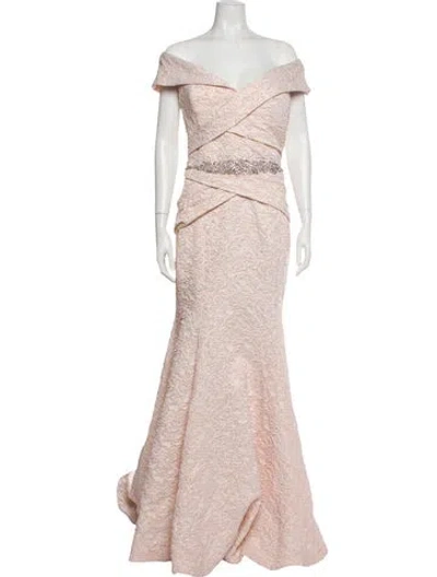 Pre-owned Terani Couture Patterned Long Dress In Pink