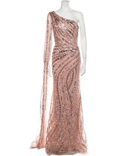 Pre-owned Terani Couture Patterned Long Dress In Pink