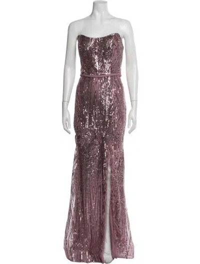Pre-owned Terani Couture Patterned Long Dress In Pink