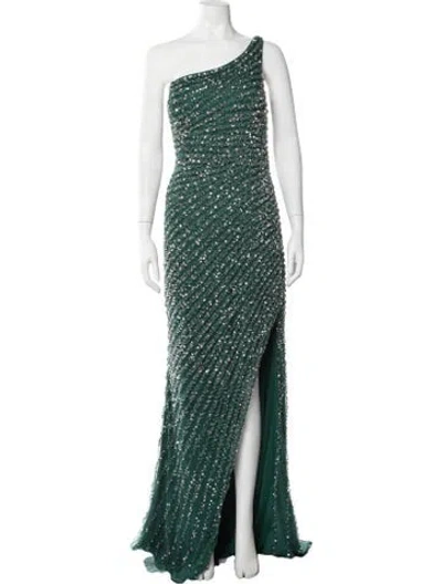 Pre-owned Terani Couture Patterned Long Dress W/ Tags In Green