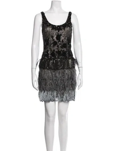 Pre-owned Terani Couture Patterned Mini Dress In Black