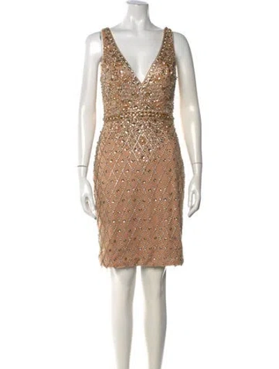Pre-owned Terani Couture Patterned Mini Dress In Gray