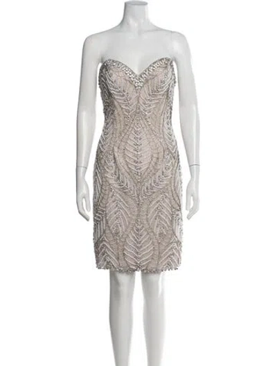 Pre-owned Terani Couture Patterned Mini Dress In Neutrals