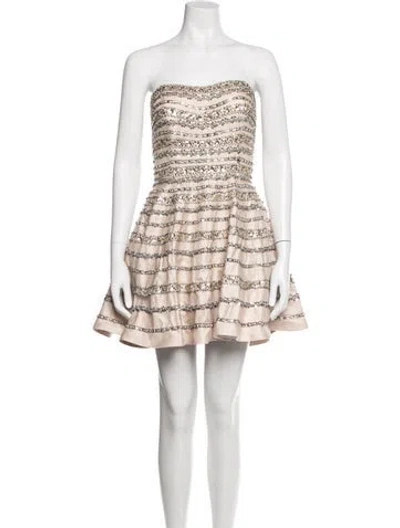 Pre-owned Terani Couture Patterned Mini Dress In Neutrals