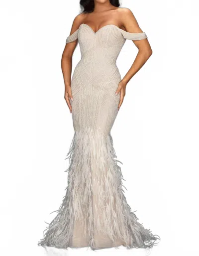 Terani Couture Pearl Sweetheart Dress In White In Neutral