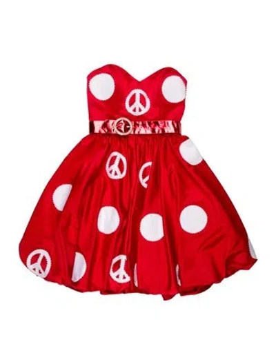 Pre-owned Terani Couture Polka Dot Print Mini Dress In Red