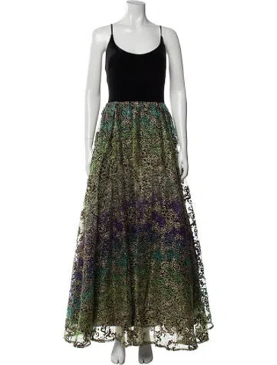 Pre-owned Terani Couture Printed Long Dress In Black