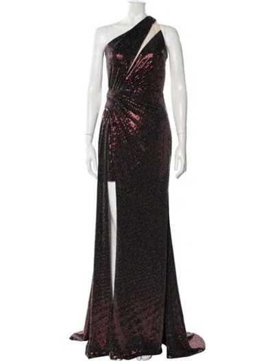 Pre-owned Terani Couture Printed Long Dress In Black