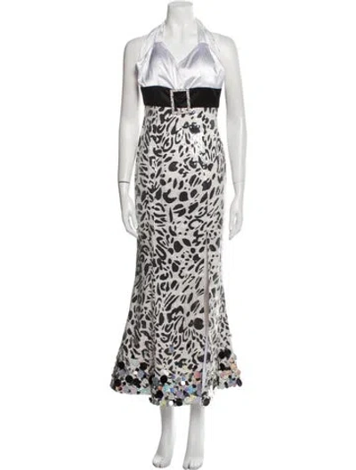 Pre-owned Terani Couture Printed Long Dress In Neutral