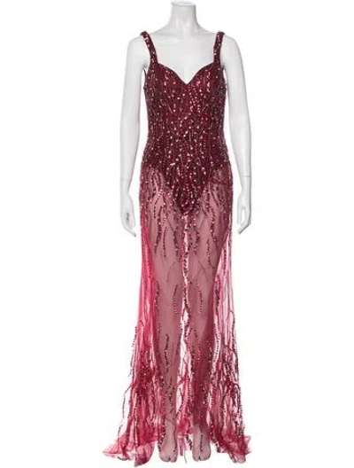 Pre-owned Terani Couture Printed Long Dress In Pink