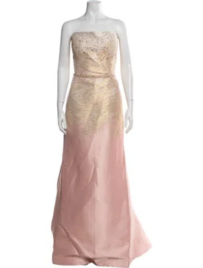 Pre-owned Terani Couture Printed Long Dress In Pink