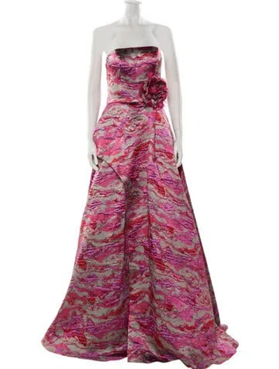 Pre-owned Terani Couture Printed Long Dress In Purple